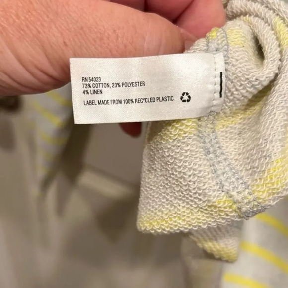 Gap Terry Cloth Crew Neck Yellow and Gray Stripe Sweatshirt size Large - Picture 6 of 6